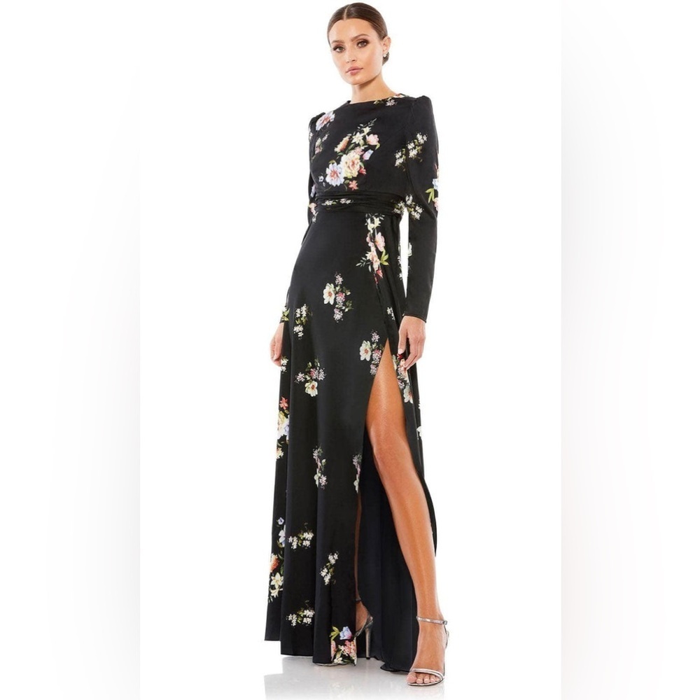 Ieena Duggal 55622 - Floral Printed Long Sleeve Dress size 12